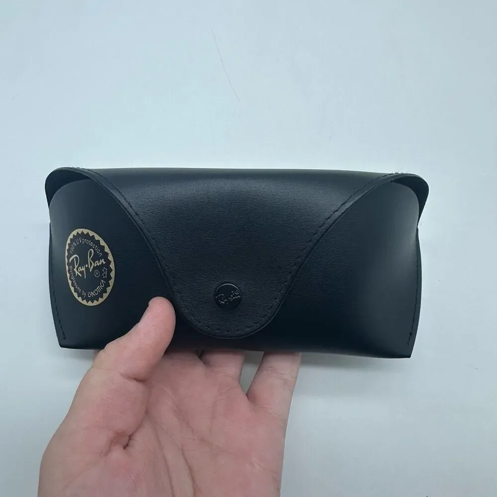 Genuine Ray Ban Sunglasses Case Only Empty Black Faux Leather Snap Replacement